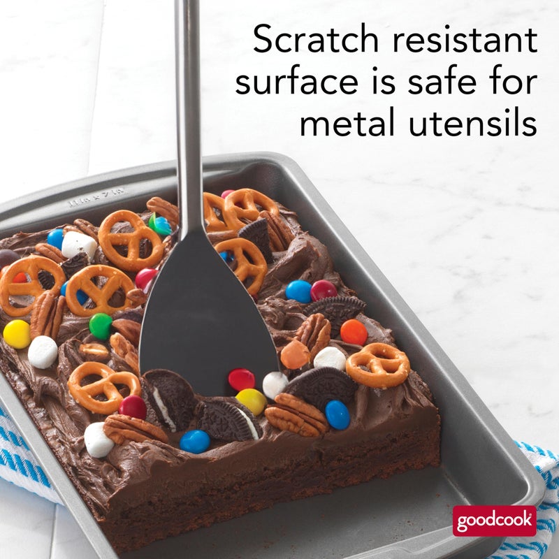 GoodCook 11" x 7" Nonstick Steel Cake Baking Pan, Multipurpose Nonstick Baking Pan for Brownies, Biscuits, and Cake, Gray - Image 4